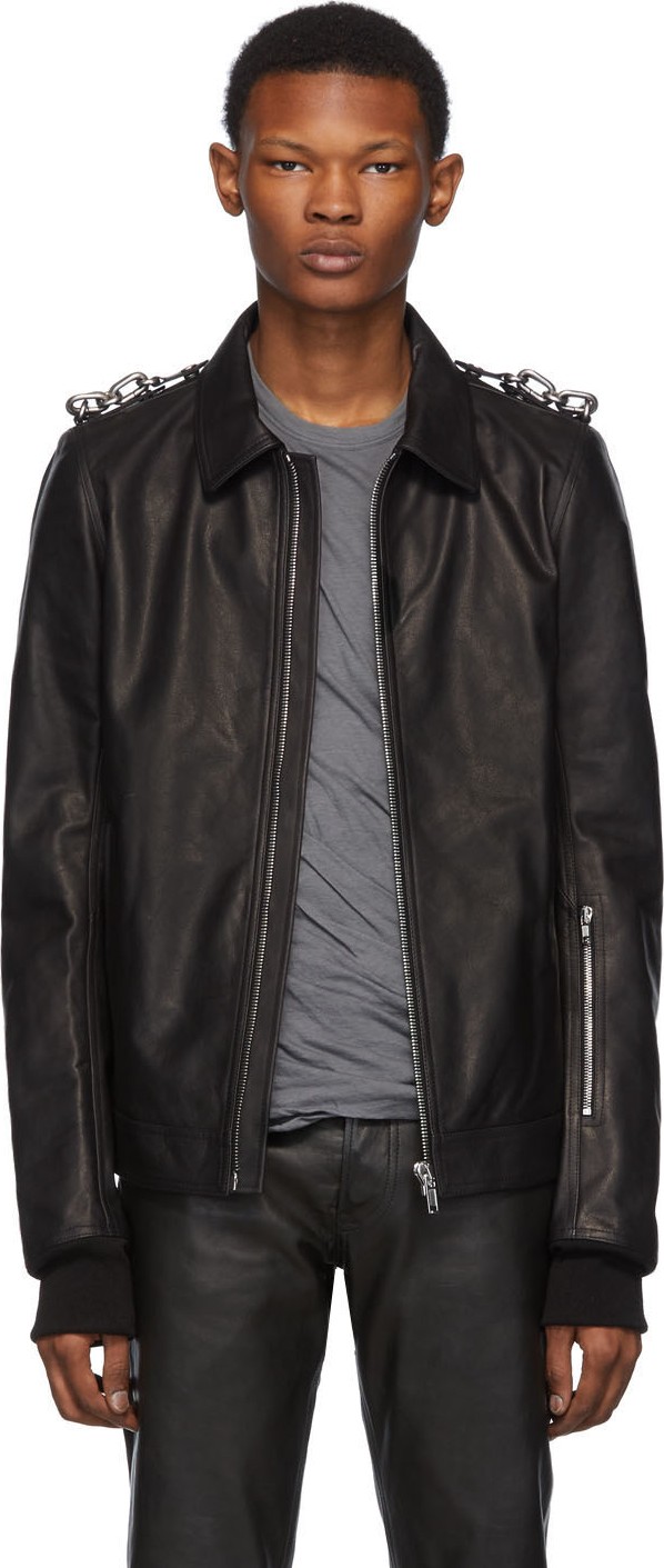 Rick Owens Black Leather Rotterdam Jacket