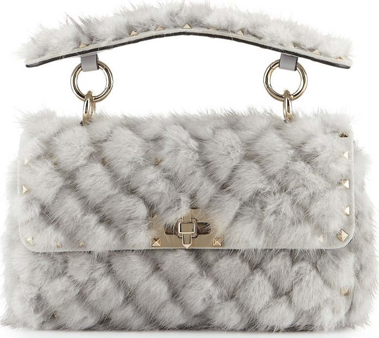 Valentino Spike.It Small Embellished Mink Shoulder Bag