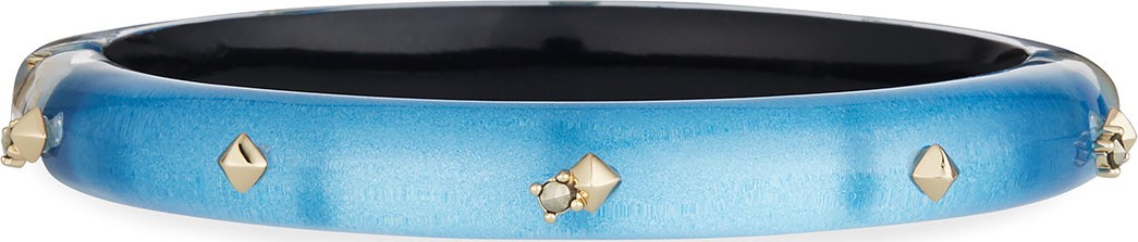 Alexis Bittar Pyrite & Crystal Stone Hinged Bracelet