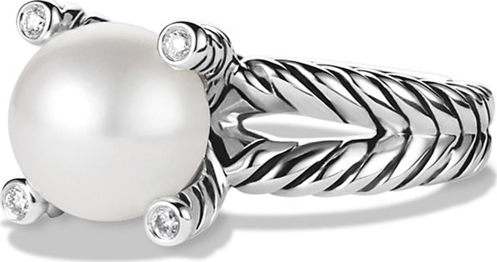 David Yurman Cable Pearl Ring with Diamonds