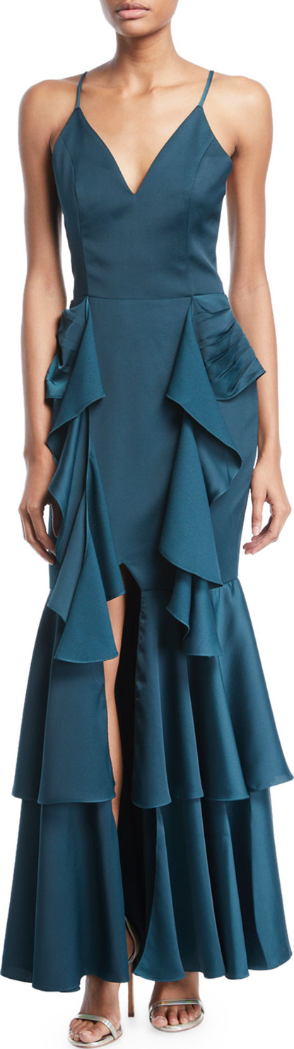 PatBo Patricia Bonaldi Sleeveless Tiered Ruffle Gown Dress