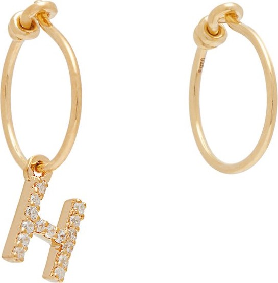 Theodora Warre Mismatched H-charm gold-plated hoop earrings
