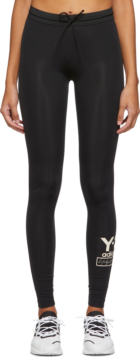 Y-3 Black Stacked Logo Leggings