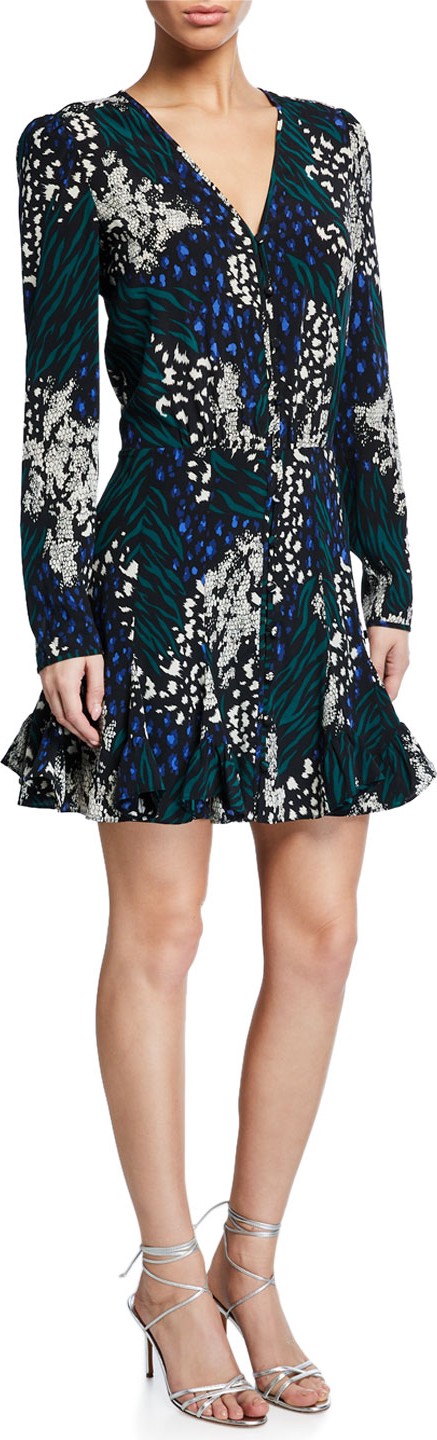 Veronica Beard Riggins Printed Button-Front Dress