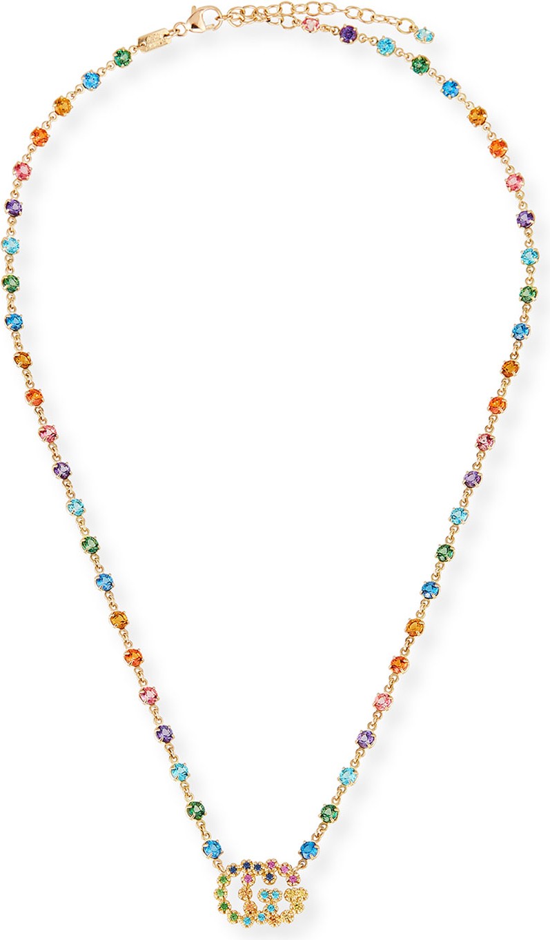 Gucci Running G Necklace with Topaz  Citrine & Sapphire