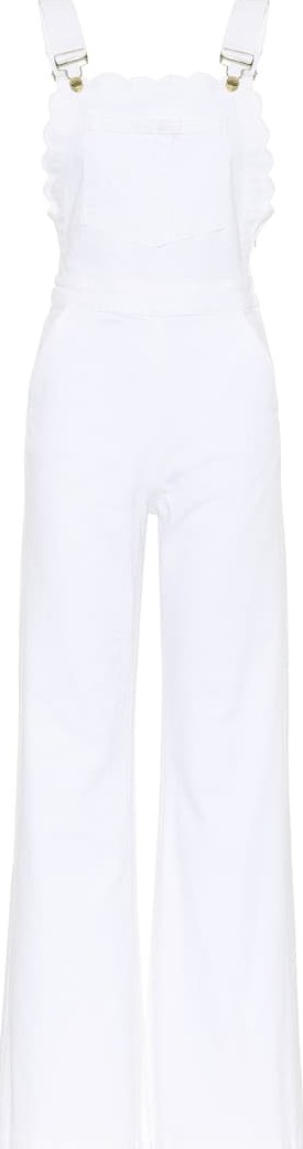 FRAME DENIM Scalloped-edge denim overalls