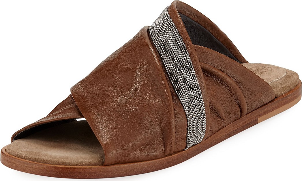 Brunello Cucinelli Leather Crisscross Sandals