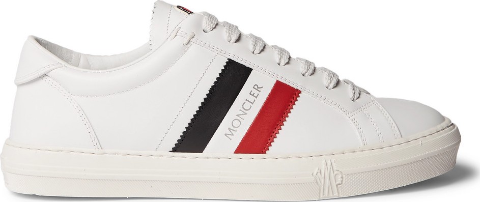 Moncler New Monaco Striped Leather Sneakers