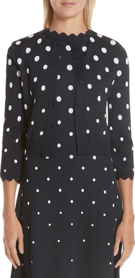 Oscar De La Renta Scallop Edge Polka Dot Cardigan Oscar De La Renta Scallop Edge Polka Dot Cardigan