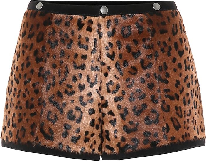 Saint Laurent Leopard-print calf-hair shorts