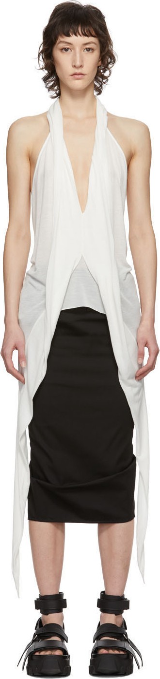 Rick Owens White Wishbone Halter Tank Top