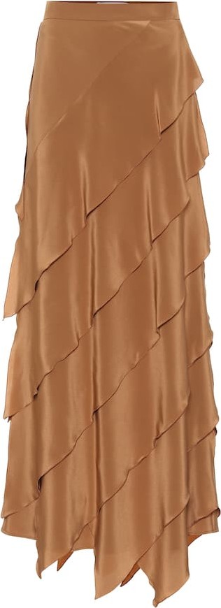Max Mara High-rise silk-satin skirt
