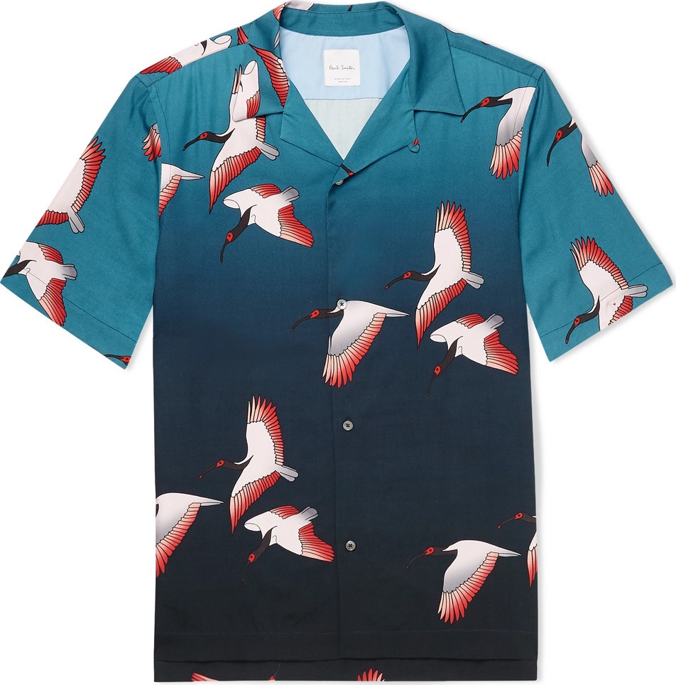 Paul Smith Camp-Collar Printed Tencel and Linen-Blend Shirt