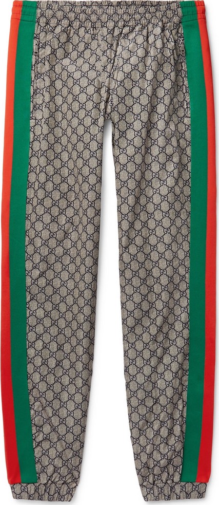 Gucci Webbing-Trimmed Logo-Print Shell Drawstring Trousers