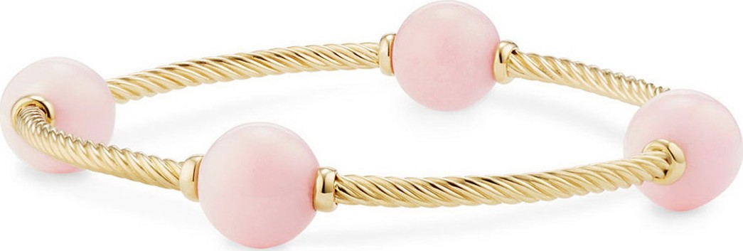 David Yurman 12mm Mustique 18K Pink Opal Station Bracelet