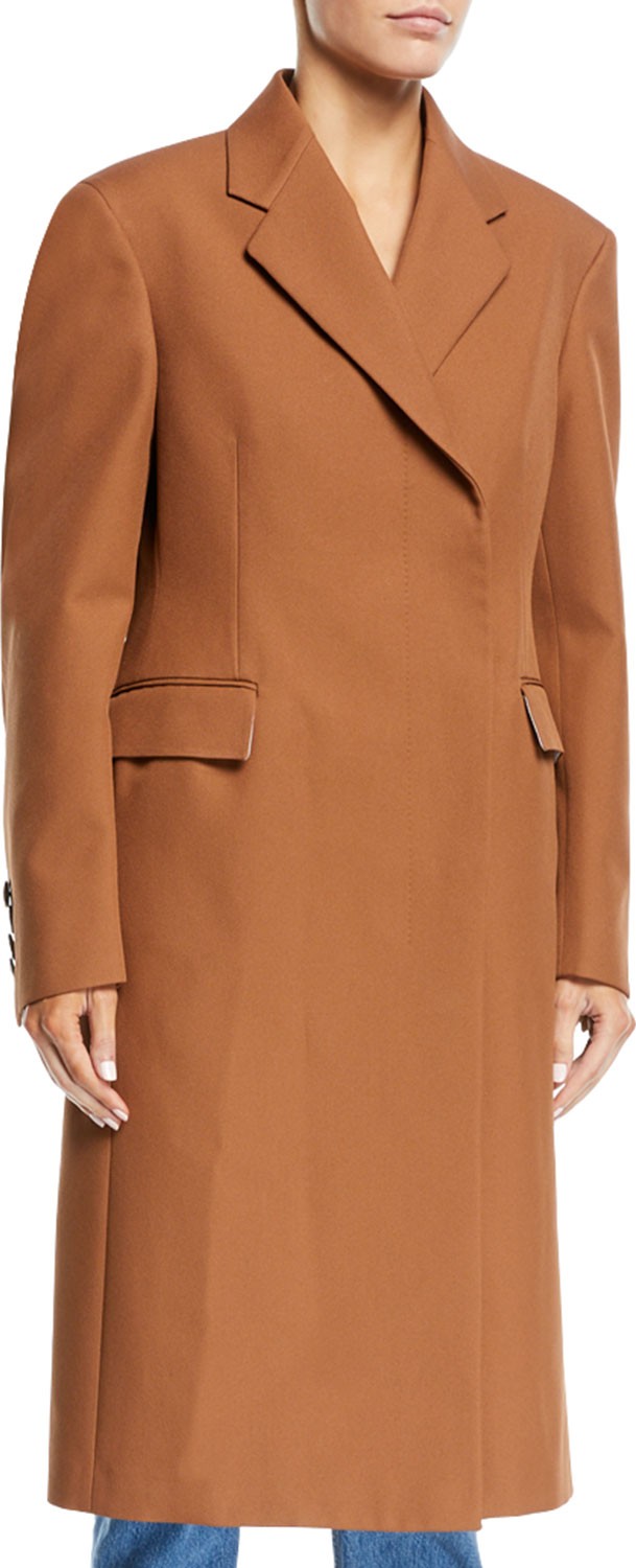 Calvin Klein 205W39NYC Notched-Collar Rounded-Sleeve Hidden-Placket Coat