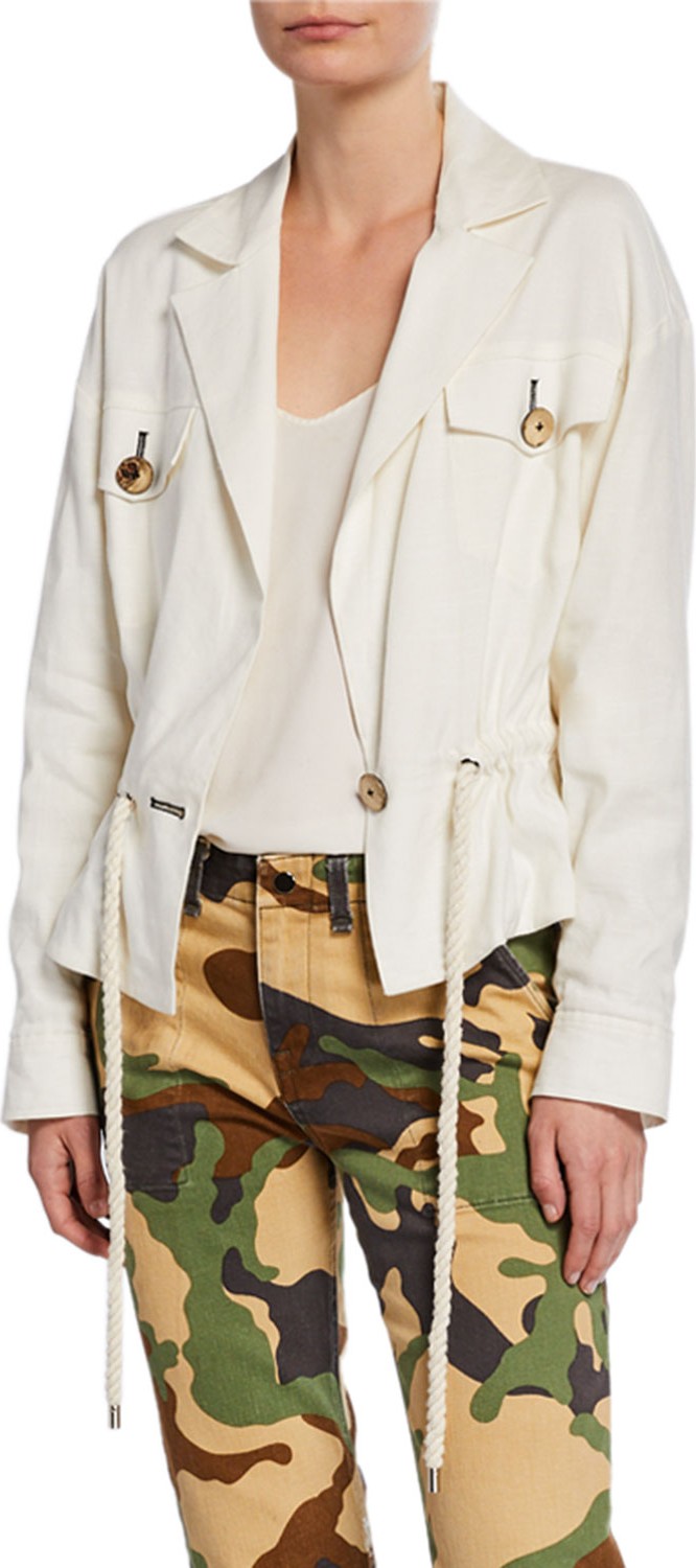 Veronica Beard Magni One-Button Jacket with Drawcord