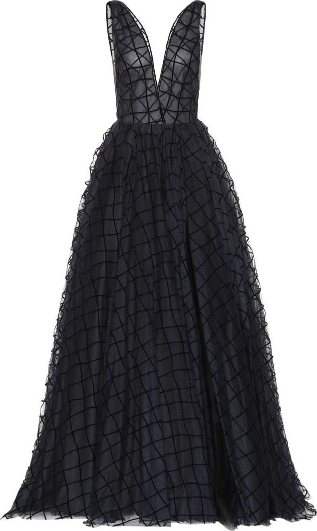 Oscar De La Renta Grid-textured gown