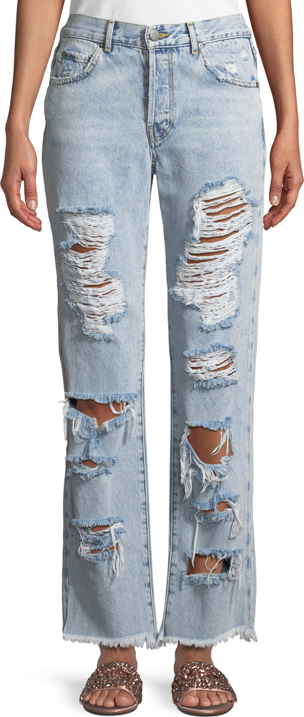 AO.LA Genevive Extreme Distressed Girlfriend Jeans