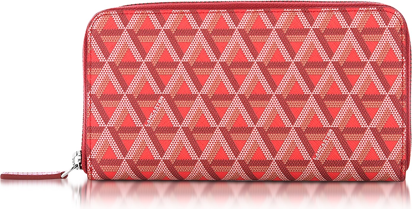 Lancaster Ikon Coated Canvas and Leather Zip Around Continental Wallet