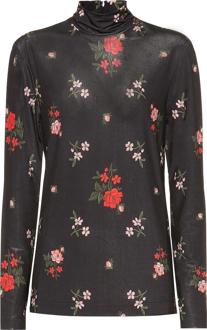 Simone Rocha Floral jersey turtleneck top