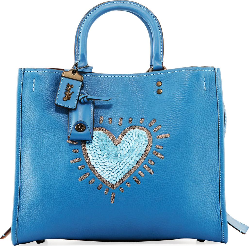 COACH 1941 x Keith Haring Rogue Sequin Heart Satchel Bag