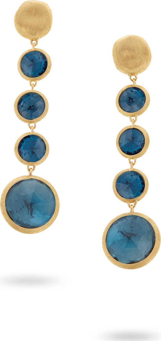 Marco Bicego Jaipur 18K Gold Blue Topaz Drop Earrings