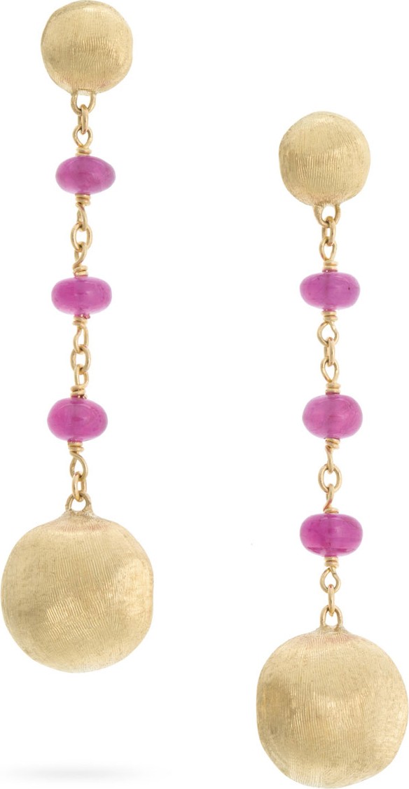 Marco Bicego 18k Gold Africa Ruby Long Drop Earrings