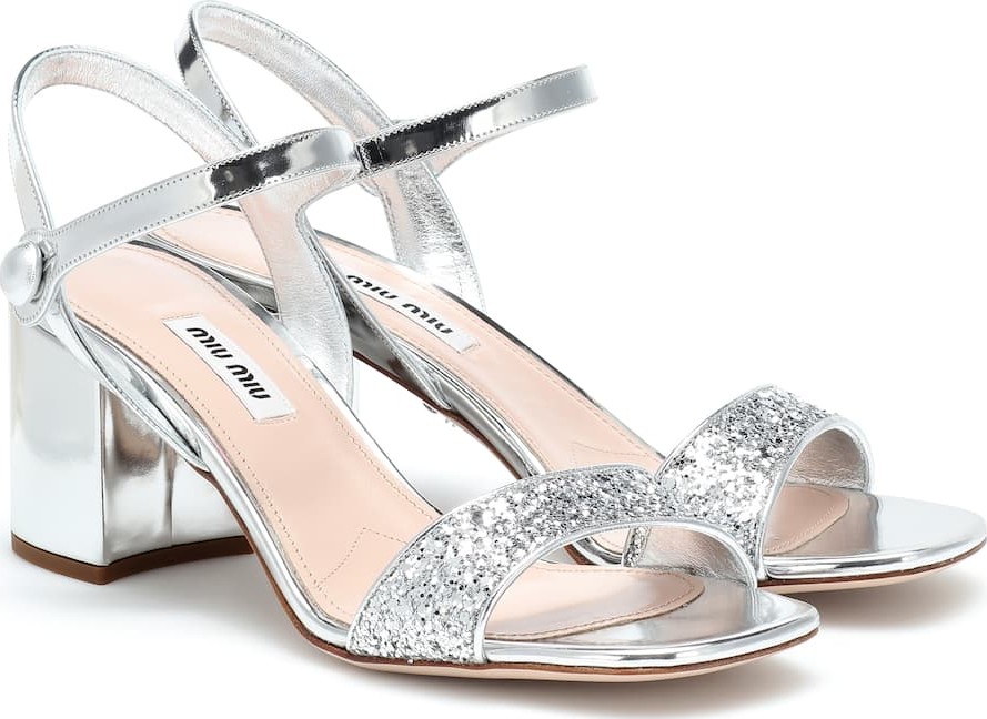 Miu Miu Exclusive to Mytheresa – Metallic patent leather sandals