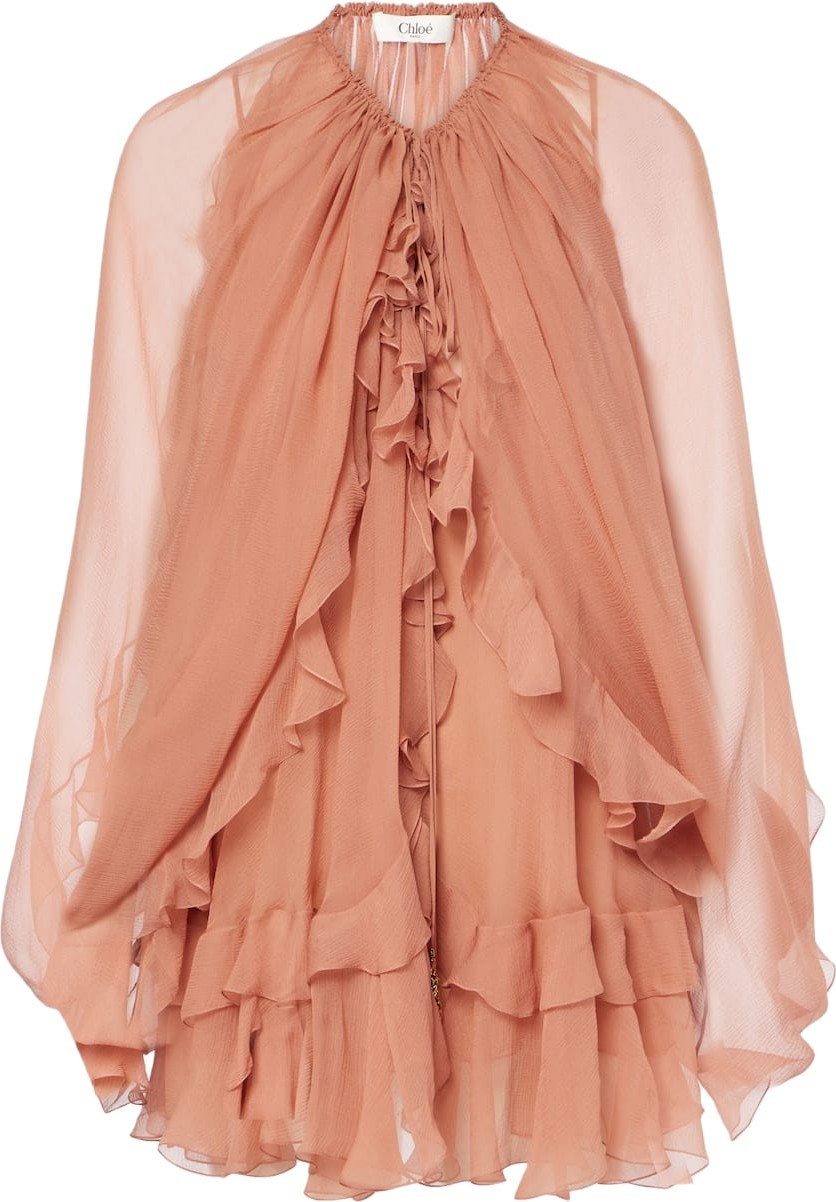 Chloe - Ruffled silk muslin cape