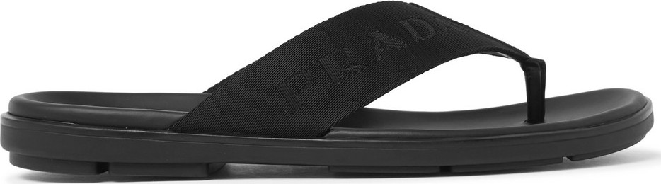 Prada Leather-Trimmed Logo-Jacquard Nylon Slides