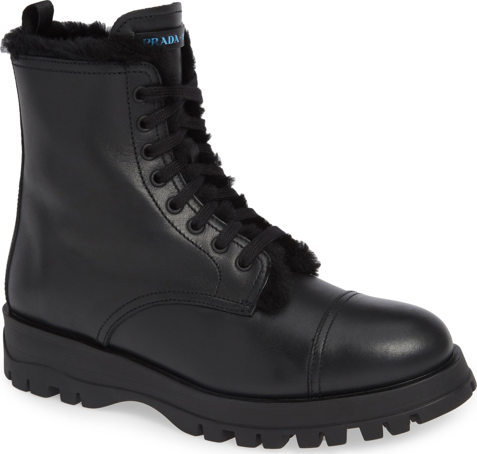 Prada Genuine Shearling Combat Boot