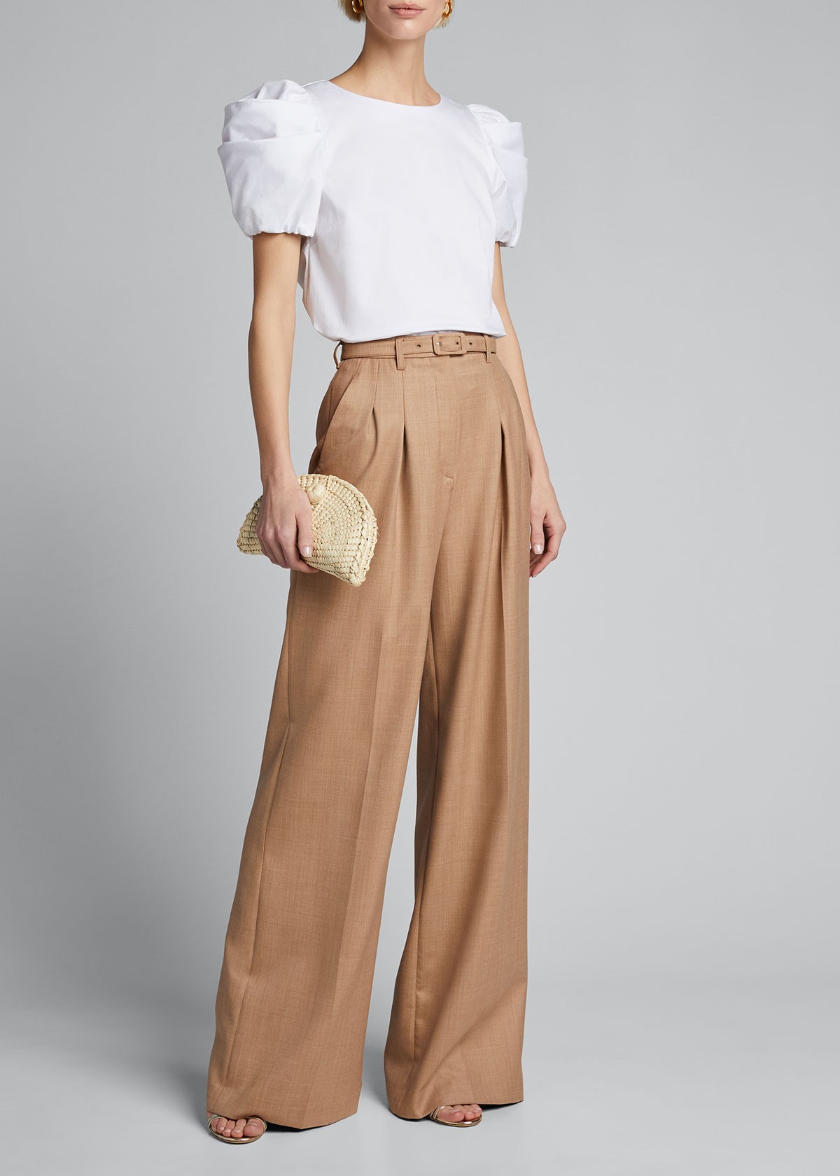 Alice + Olivia Bernice Gathered-Sleeve Top