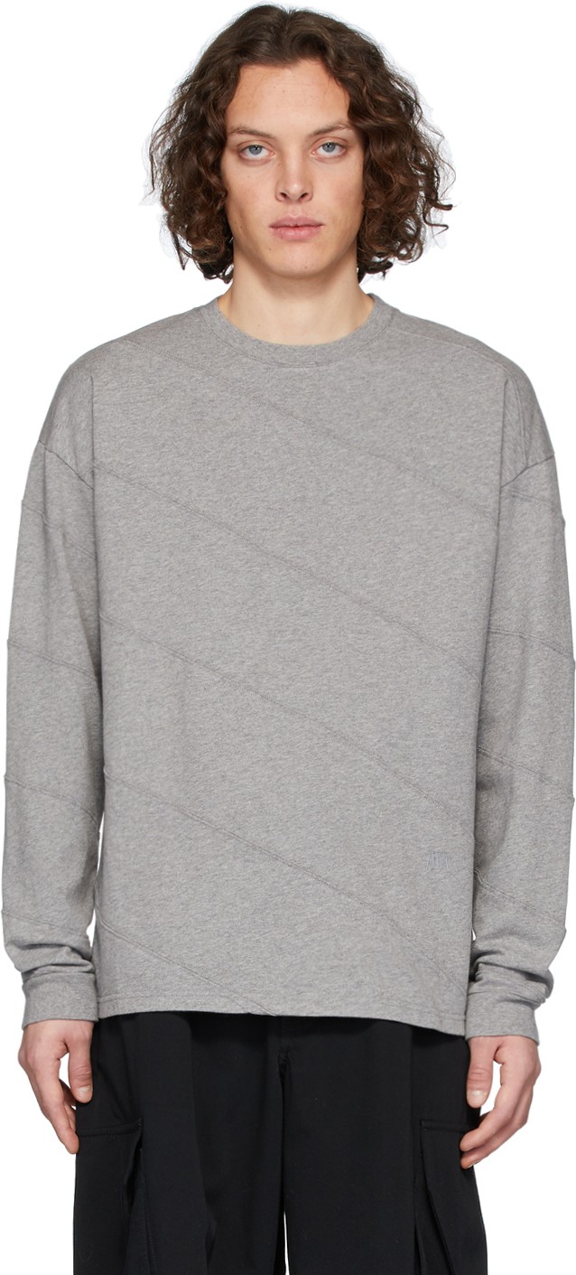 J.W.Anderson Grey Diagonal Panelled T-Shirt