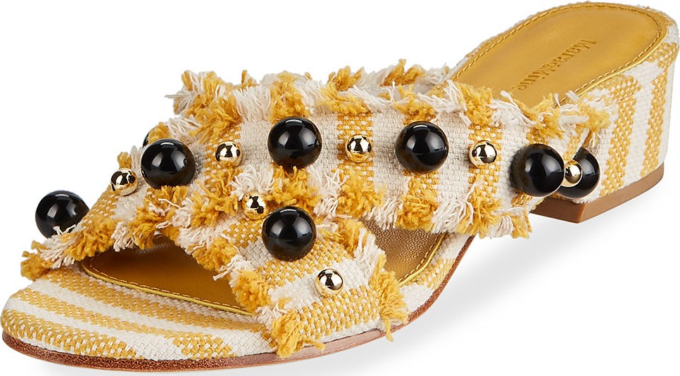 Mara & Mine Aline Fringed Crisscross Slide Sandals