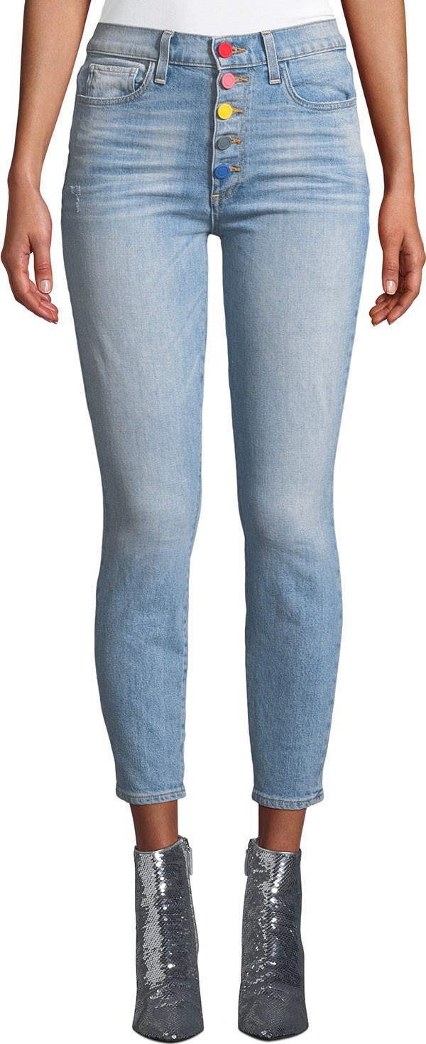 AO.LA by alice + olivia Good High-Rise Exposed Button Skinny Jeans