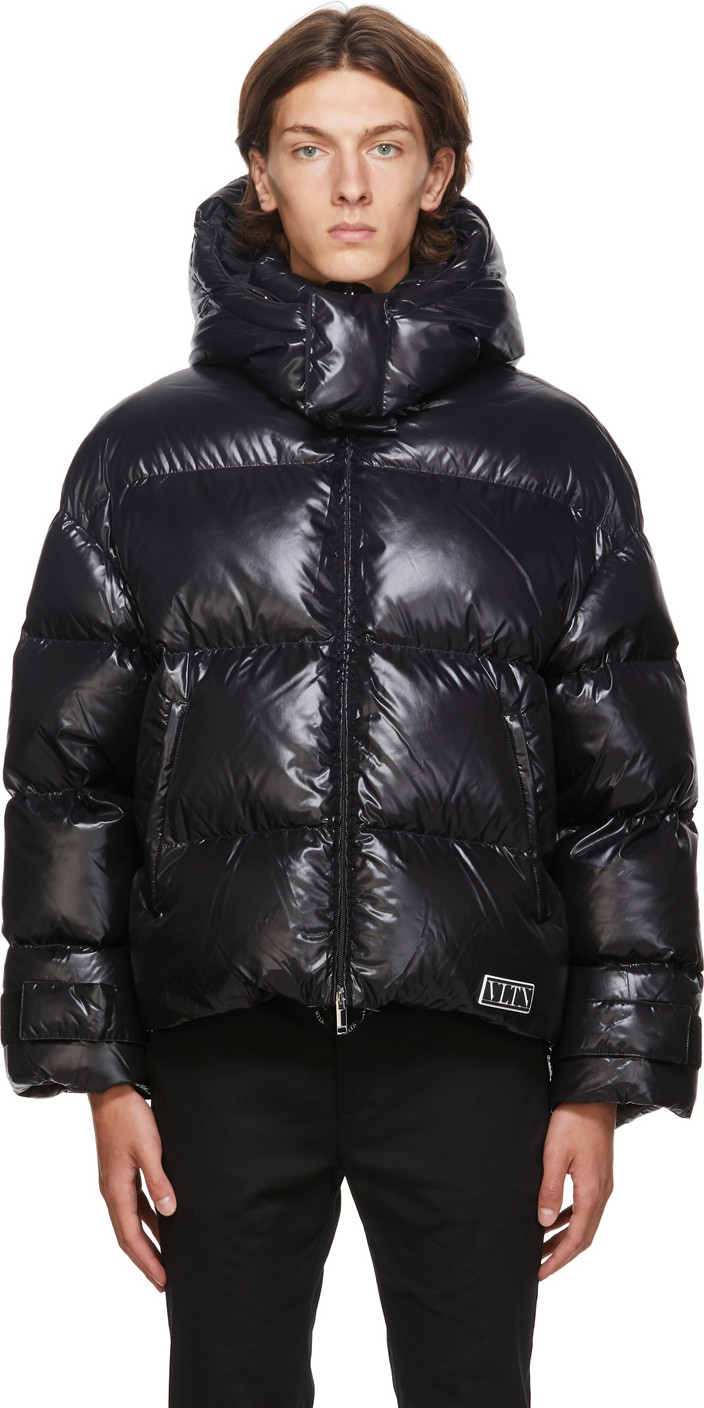 Valentino - Black Down 'VLTN' Hooded Coat