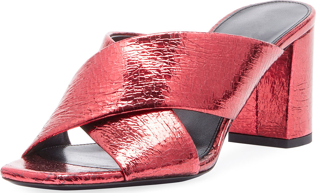 Saint Laurent LouLou Shiny Slide Sandal