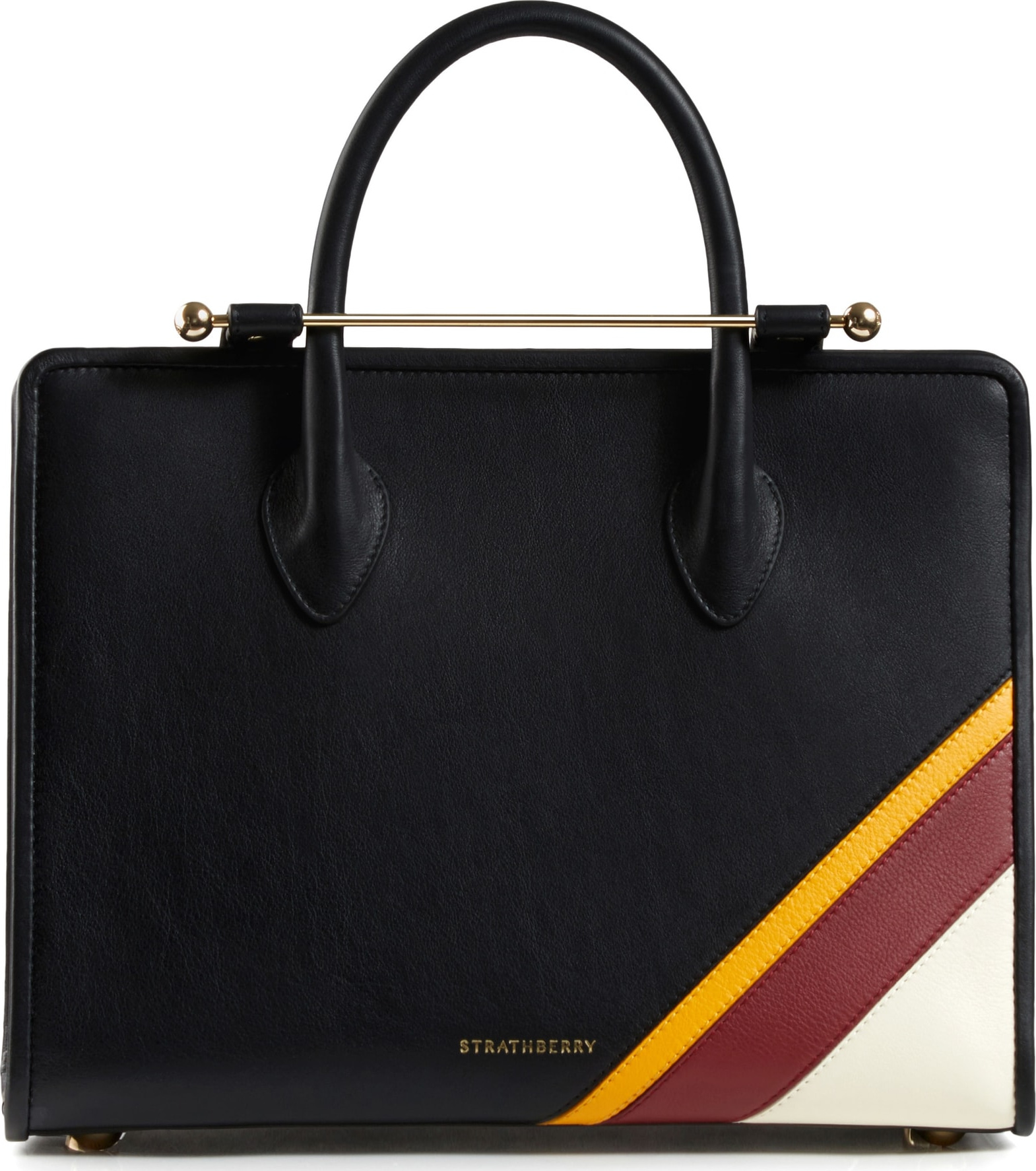 Strathberry Side Stripe Midi Leather Satchel