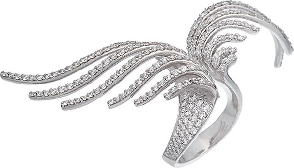 Istanboulli Gioielli Milano Volo 18k White Gold Diamond 2-Finger Ring, Size 7