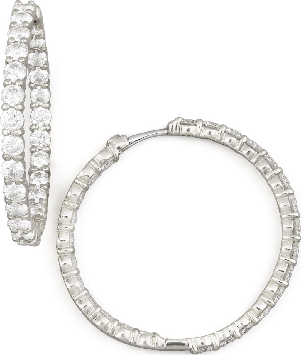 Roberto Coin 35mm White Gold Diamond Hoop Earrings, 5.55ct