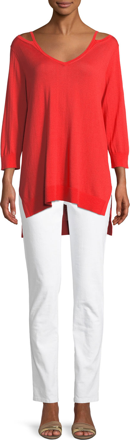 Joan Vass Stretch Denim Slim Jeans