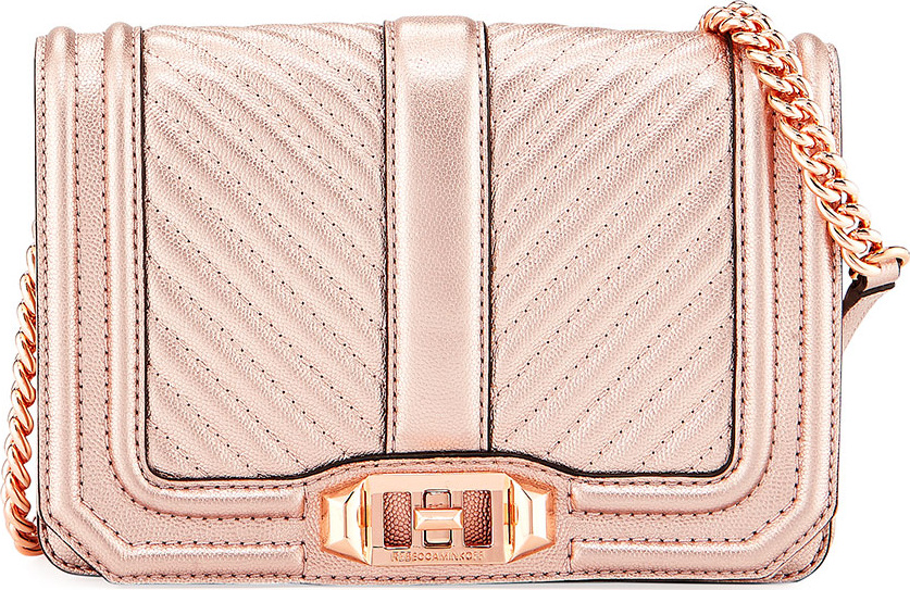 Rebecca Minkoff Love Small Quilted Metallic Leather Crossbody Bag