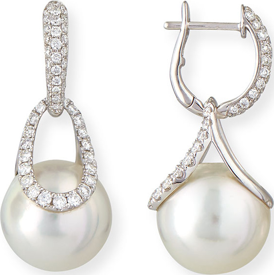 Belpearl Avenue 18K White Gold South Sea Pearl & Diamond Earrings