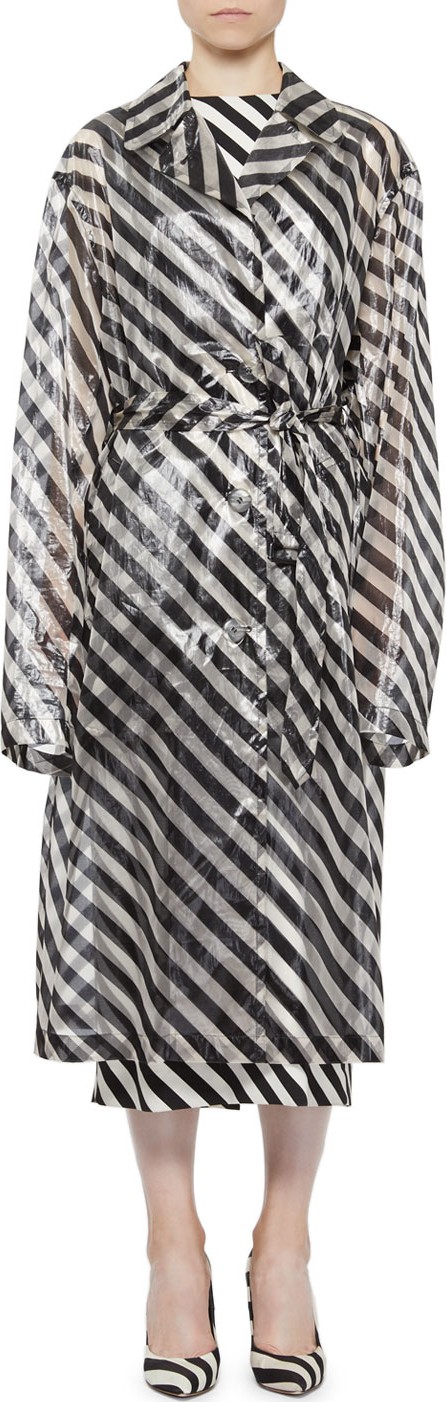 Dries Van Noten Transparent Striped Trench Coat