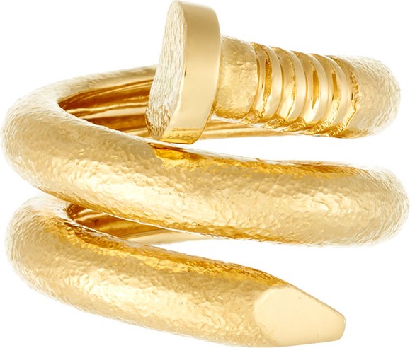 David Webb 18k Hammered Nail Ring, Size 6.5