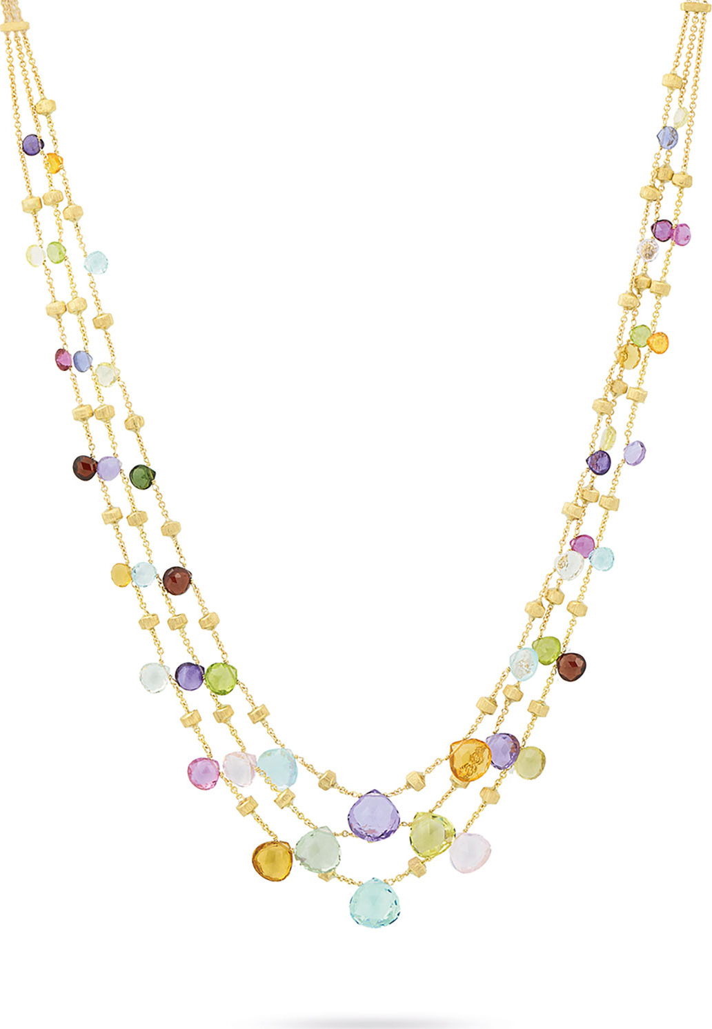 Marco Bicego Paradise Three-Strand Mixed-Gem Necklace, 16.5"