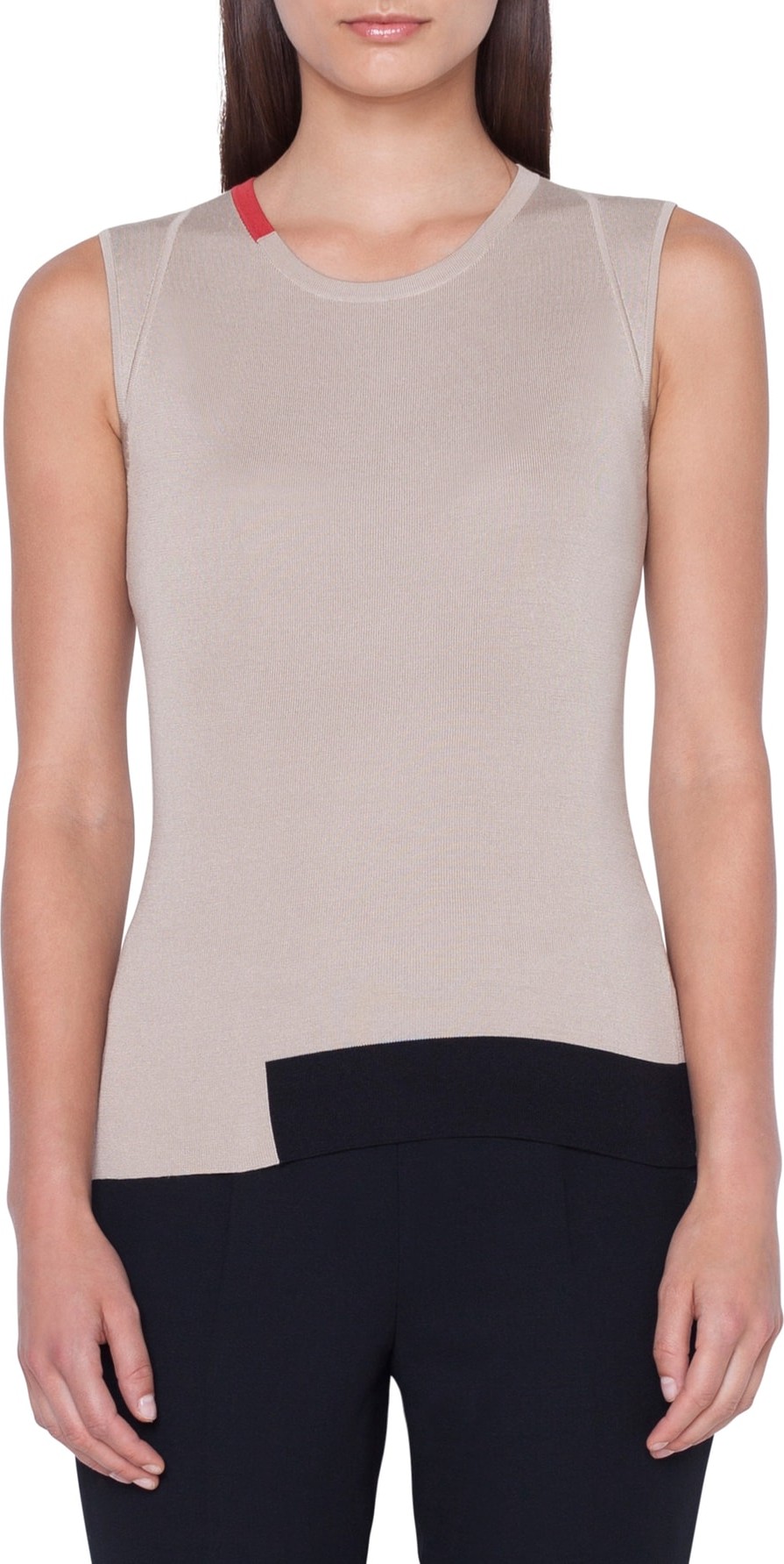 Akris Lines Intarsia Stretch Silk Knit Tank
