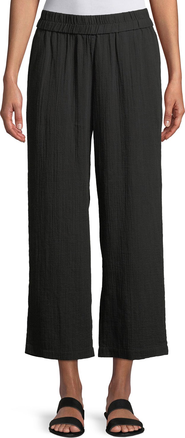 Eileen Fisher Organic Cotton Gauze Straight-Leg Pants