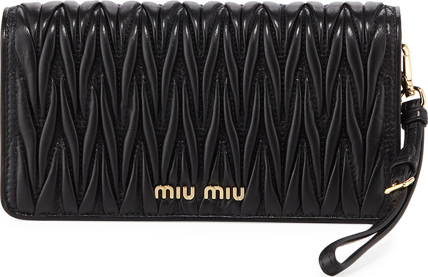 Miu Miu Matelasse Wallet On A Chain Tech Case